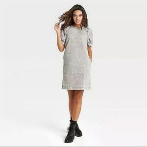 Universal Thread acid wash denim puff sleeve dress size 16